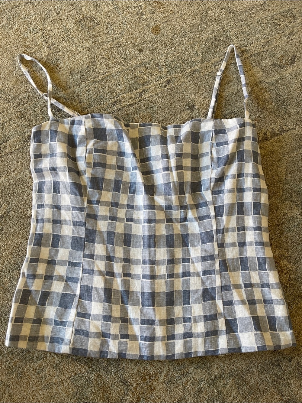 Reformation blue & White Gingham Spaghetti Strap Tank